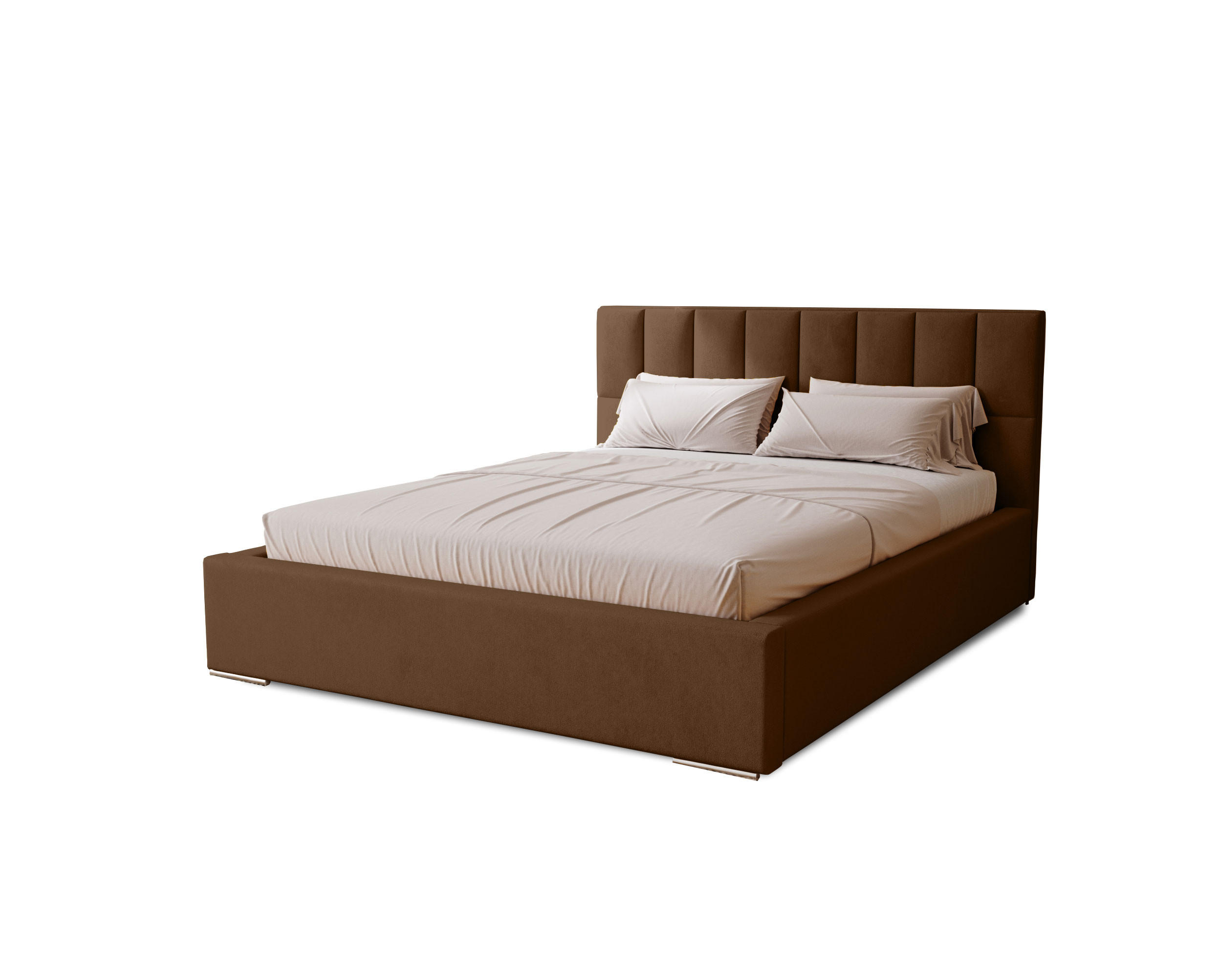 POLSTERBETT Dream 160x200 cm, Doppelbett mit Bettkasten, Lattenrost und Matratze aus Holz, Velourstoff: Dunkelbraun - Dunkelbraun, Holz/Kunststoff (160/200cm) - Marpur