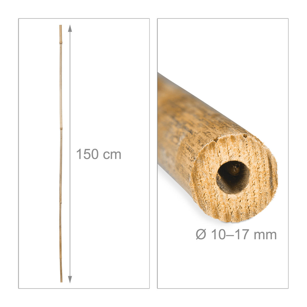 BAMBUSSTÄBE - Hellbraun, Holz (13/150/13cm) - Relaxdays