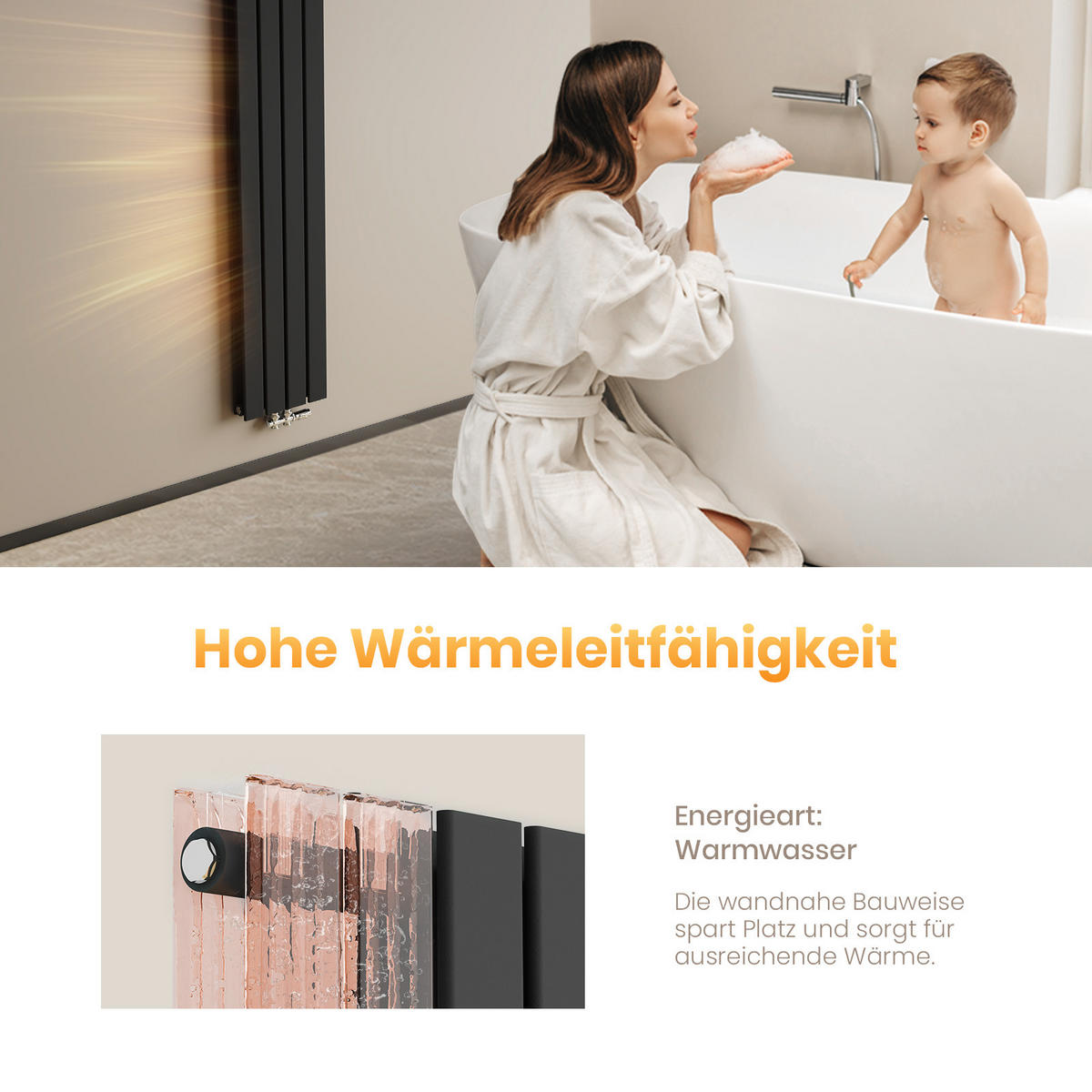 HEIZKÖRPER Flachheizkörper Schwarz 160/30/6,3 cm - Anthrazit, Metall (30/160/6.3cm) - EMKE