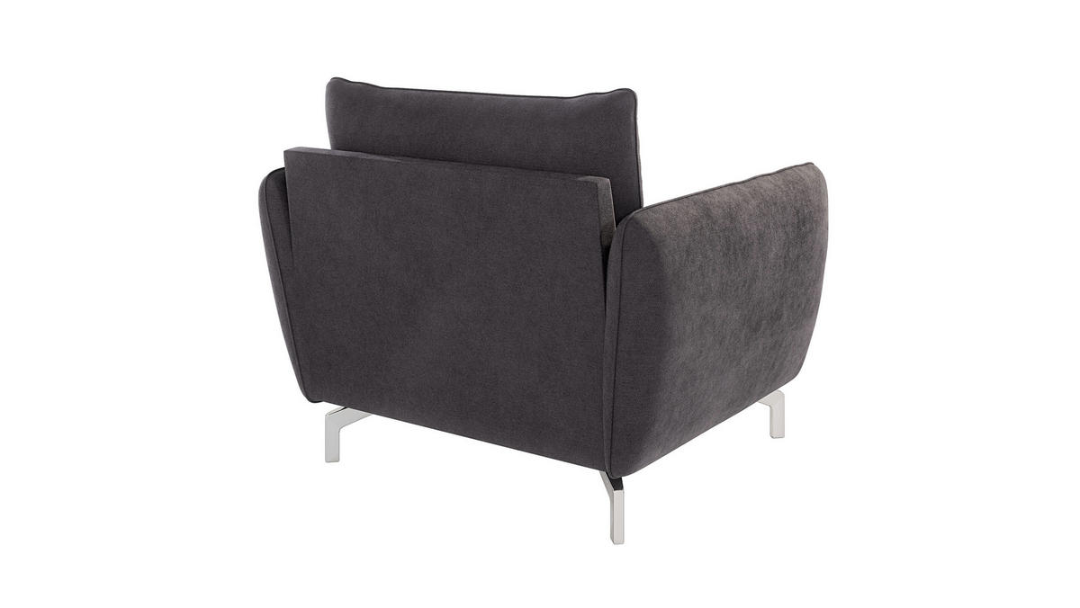 SESSEL Elou Graphit Microfaser - Chromfarben/Graphitfarben, Holz/Textil (103/87/92cm) - S-Style Möbel