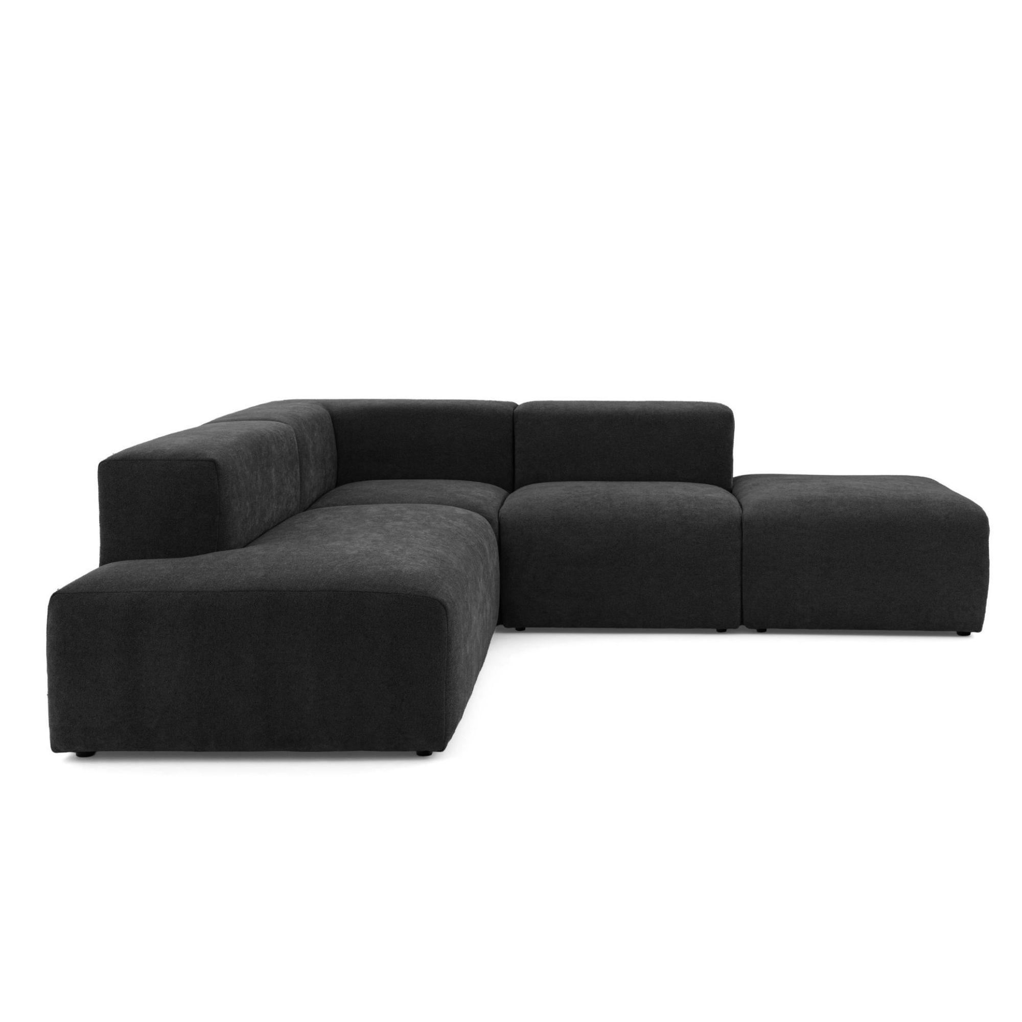4-SITZER modulares Ecksofa HEAVEN SET 3 Links, Breite 270 cm Webstoff Schwarz - Schwarz, Holz/Kunststoff (245/270cm) - Muffo