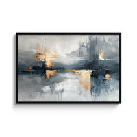 ZARÁMOVANÝ PLAGÁT Umenie - sivé - zlaté - abstraktné 120x80 cm - tmavosivá, papier (120/80cm) - MuchoWow