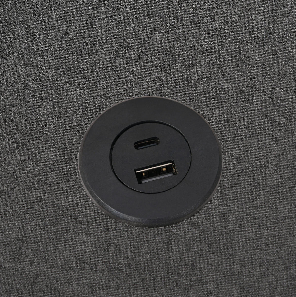 POLSTERBETT 180/200 cm Grau aus Baumwollleinen mit Bettkasten und USB Typ-C - Grau, Textil (180/200cm) - OKMYHOME
