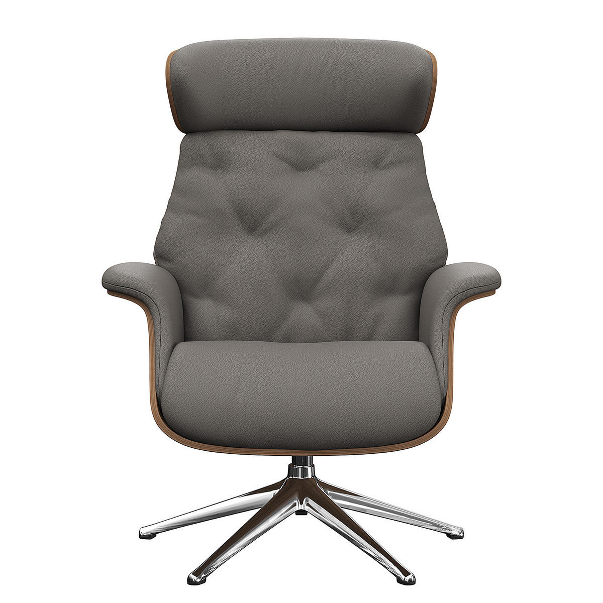 RELAXSESSEL - Echtleder - Chromfarben/Grau, Leder/Metall (83/110/83cm) - home24