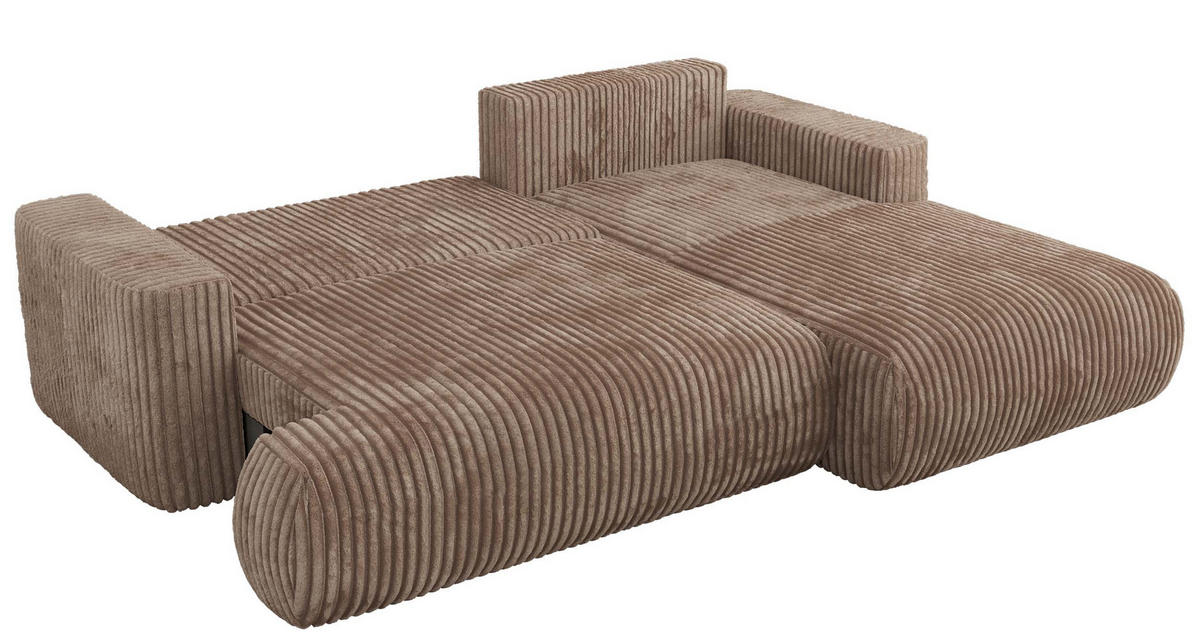 ECKSOFA OVO L Braun Cord - Rechts Seite - Schwarz/Braun, Kunststoff/Textil (195/271cm) - MKS