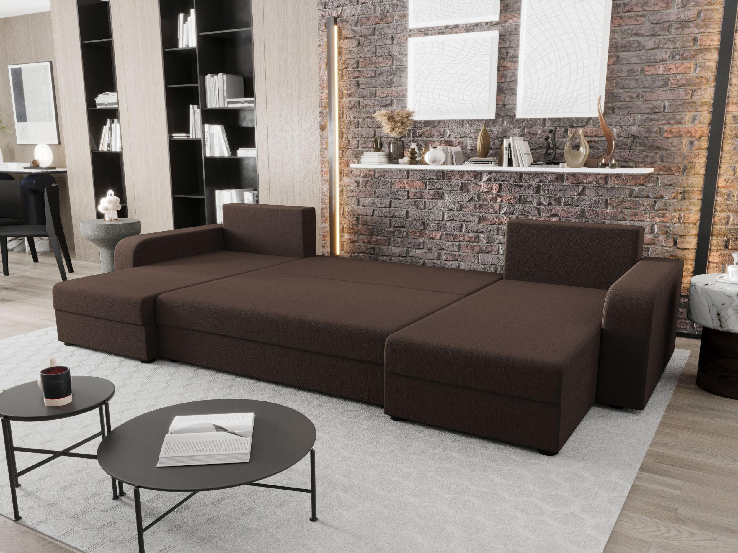 WOHNLANDSCHAFT HEWLET U BIS Cosmic 800 mit Schlaffunktion - Braun, Textil (305/90/140cm) - Bedante