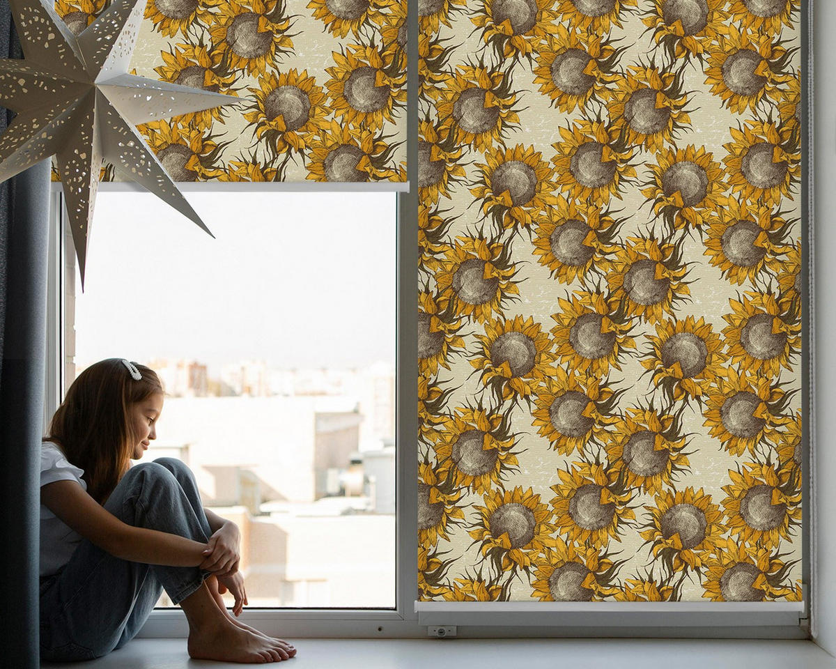 VNÚTORNÁ roleta - okenná roleta - roleta - 120x140 cm - Slnečnica - žltá, plast (120/140/0.5cm) - TULUP