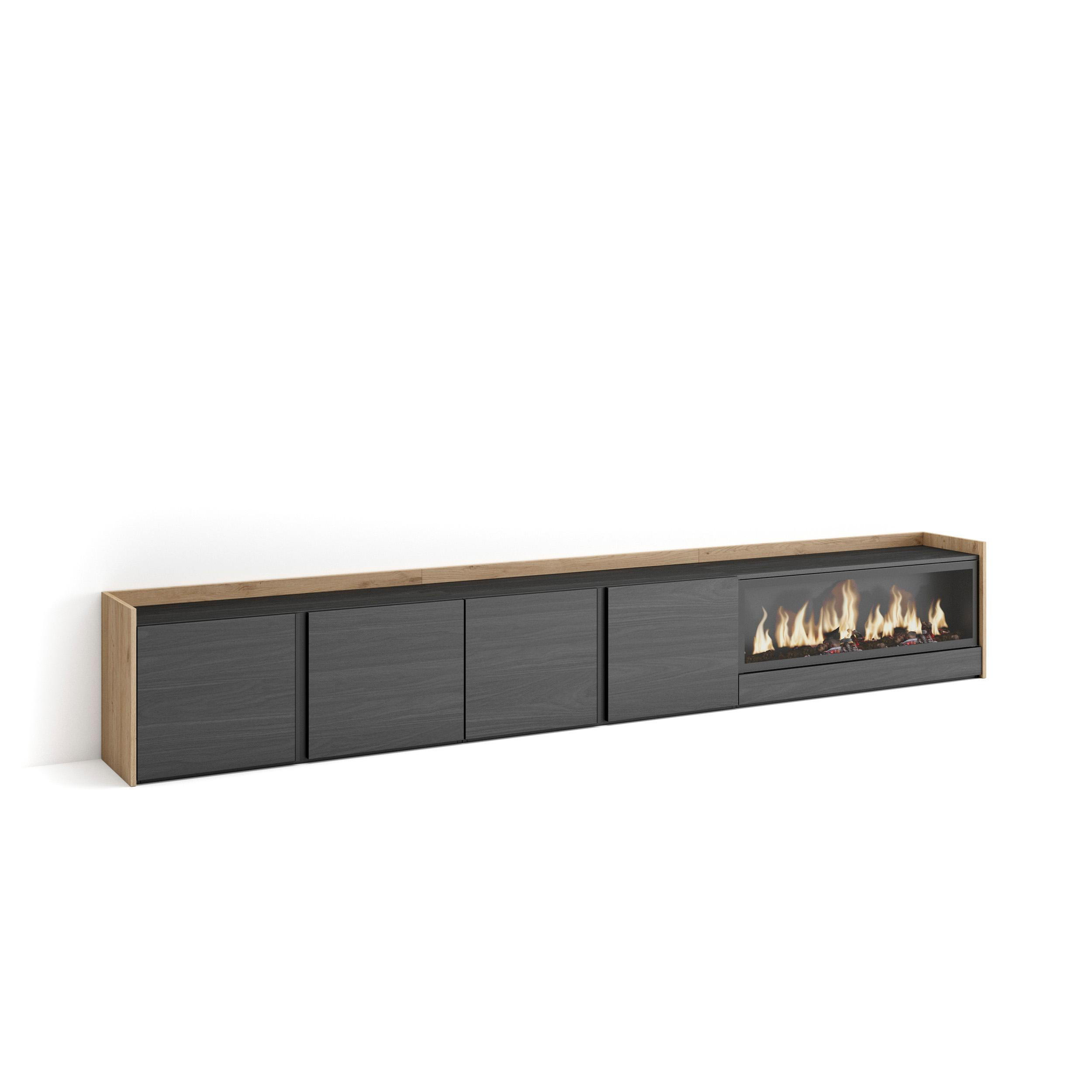 Skraut Home Lowboard, Schwarz 315x50x35 cm