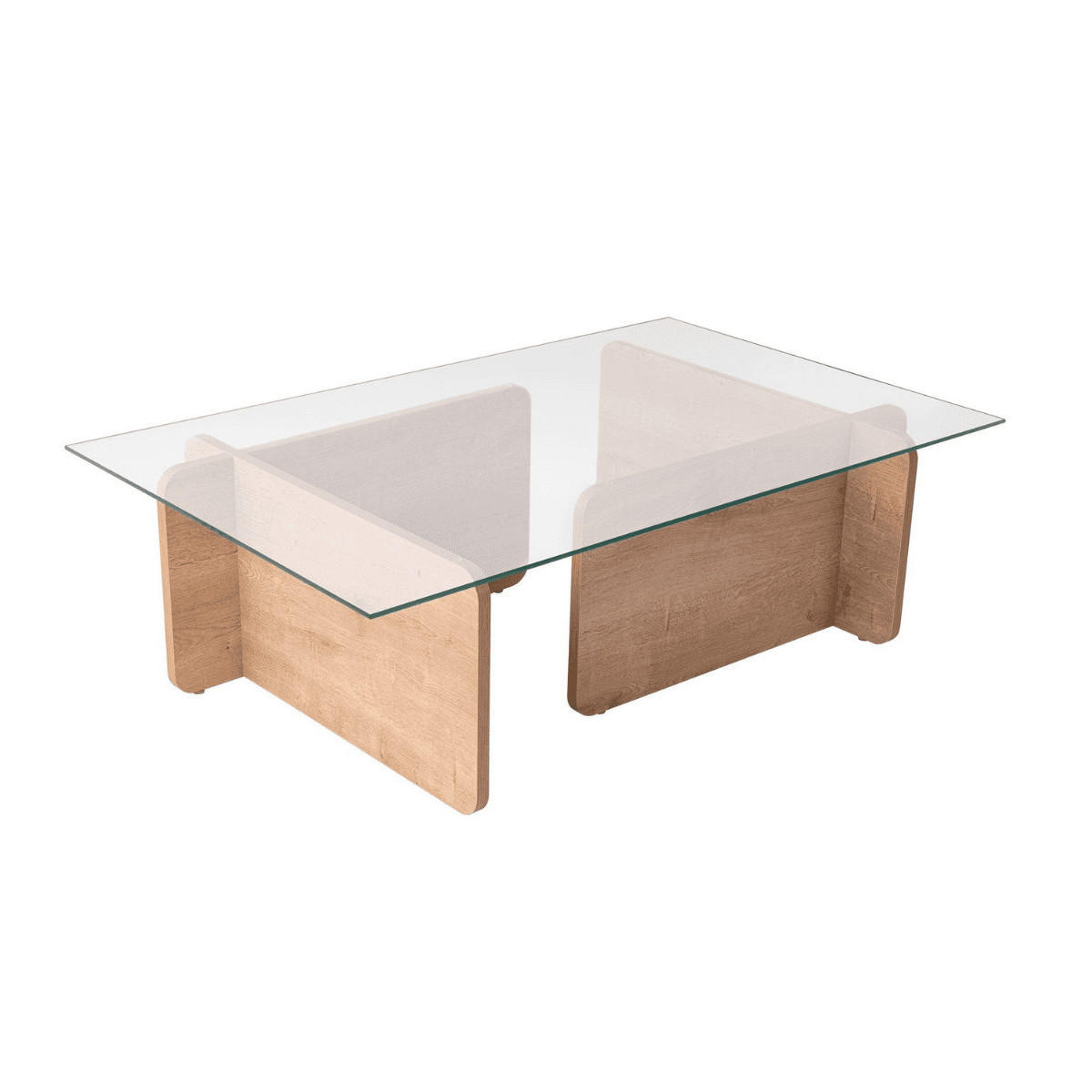 COUCHTISCH mit Tischplatte aus gehärtetem Glas 105/65/30 cm - Eichefarben, Holzwerkstoff (110/65/30cm) - Calicosy