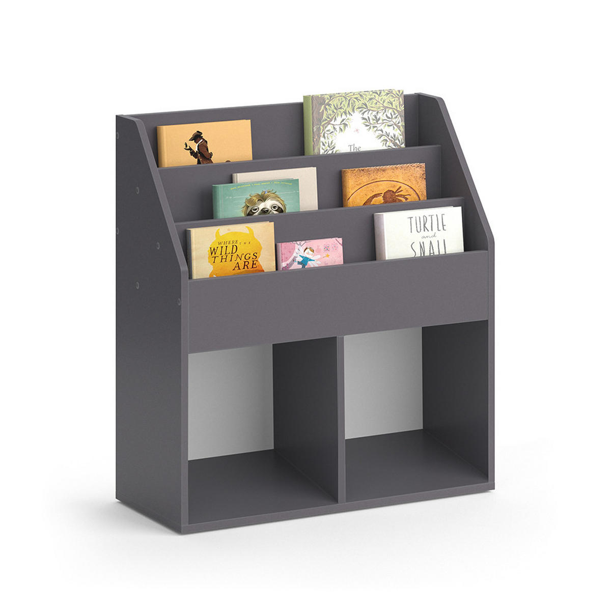 KINDERREGAL Luigi Grau 72 x 79 cm mit 2 Faltboxen opt.2 - Grau, Holzwerkstoff (72/79/30.7cm) - Vicco