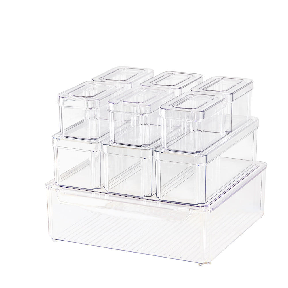 KÜHLSCHRANKBOXEN 10-TLG. mit Deckel Transparent PET - Transparent, Kunststoff (30/9.8/30cm) - Livingandhome