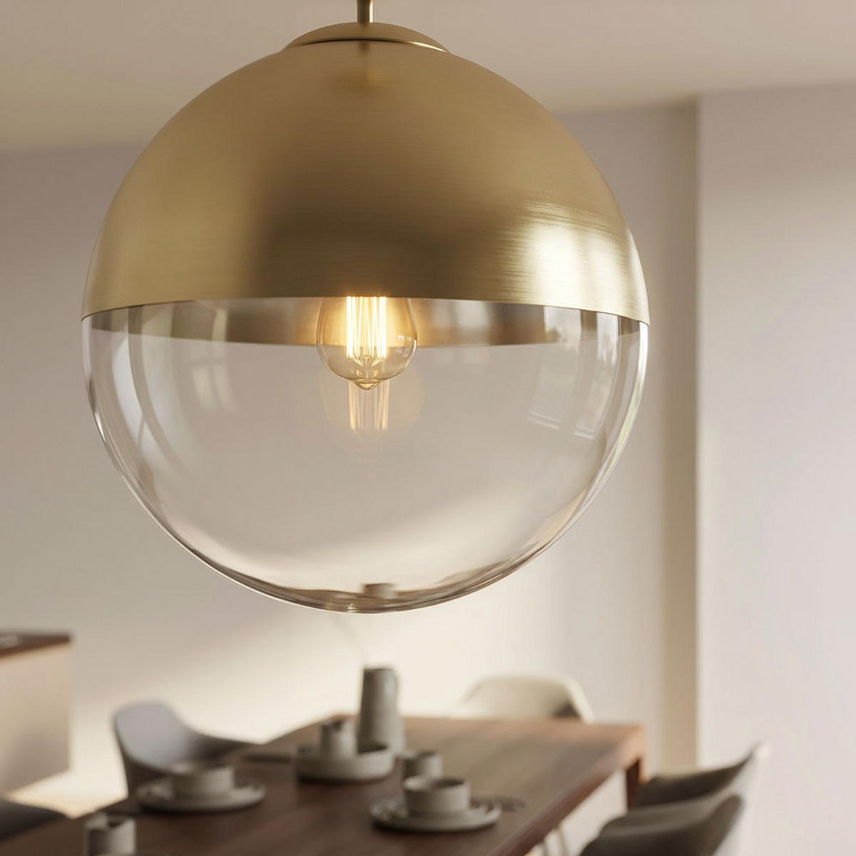 LED HÄNGELEUCHTE VARUS Gold Transparent - Goldfarben, Glas (33/33/120cm) - Globo Lighting
