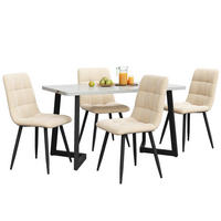 ESSGRUPPE 5-teilig mit rechteckigem Esstisch und vier beigen Samtstühlen als modernes Küchen-Essset, weiß-beige - Beige, Holzwerkstoff (68/75/117cm) - Luhomfu