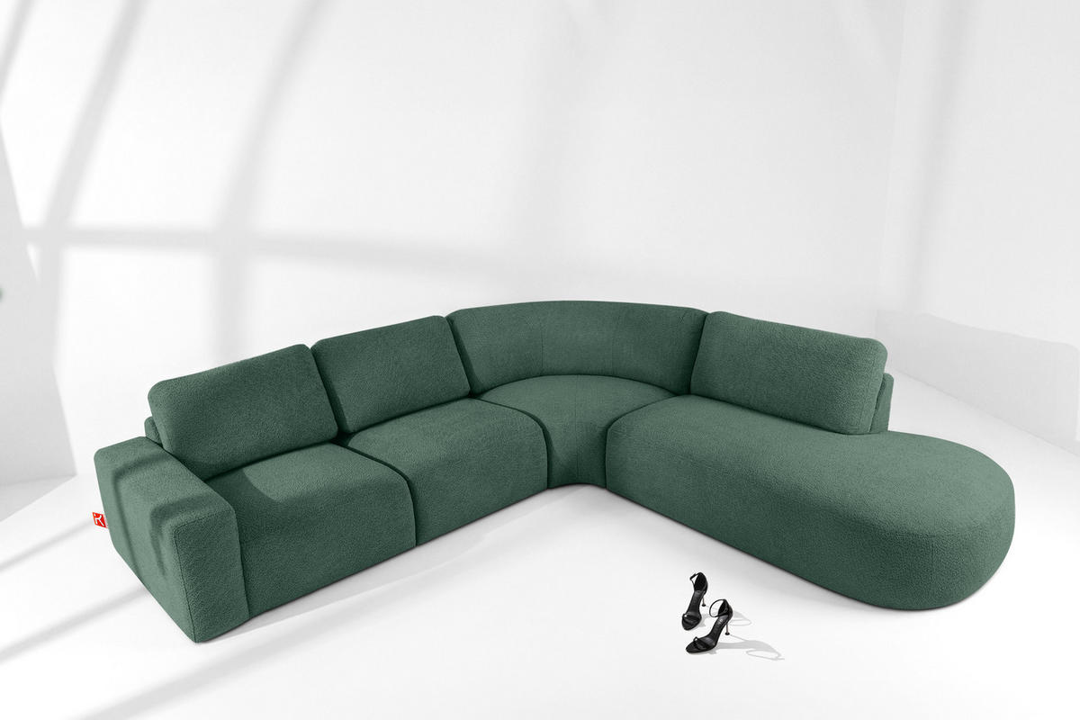 ECKSOFA RECHTS ZUCCO, Grün - Grün, Holz/Holzwerkstoff (304/293cm) - KONSIMO®