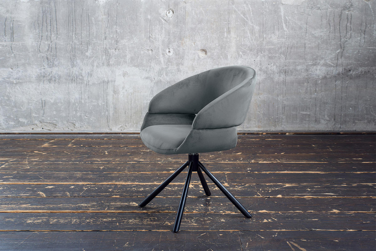 ESSZIMMERSTUHL LARA Grau Velvet - Schwarz/Grau, Kunststoff/Textil (61/82/62cm) - KAWOLA
