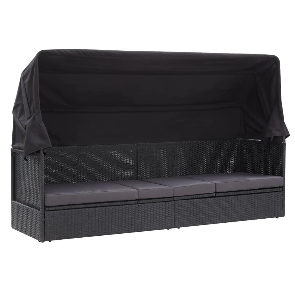 vidaXL Sonnenliege Schwarz 62x124x205 cm