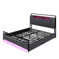 POLSTERBETT 160/200 cm grau mit LED-Beleuchtung und USB-Anschluss - Grau, Textil (160/200cm) - OKWISH