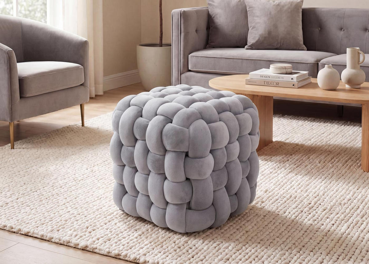HOCKER Grau - Grau, Textil (39/39/39cm) - MCW