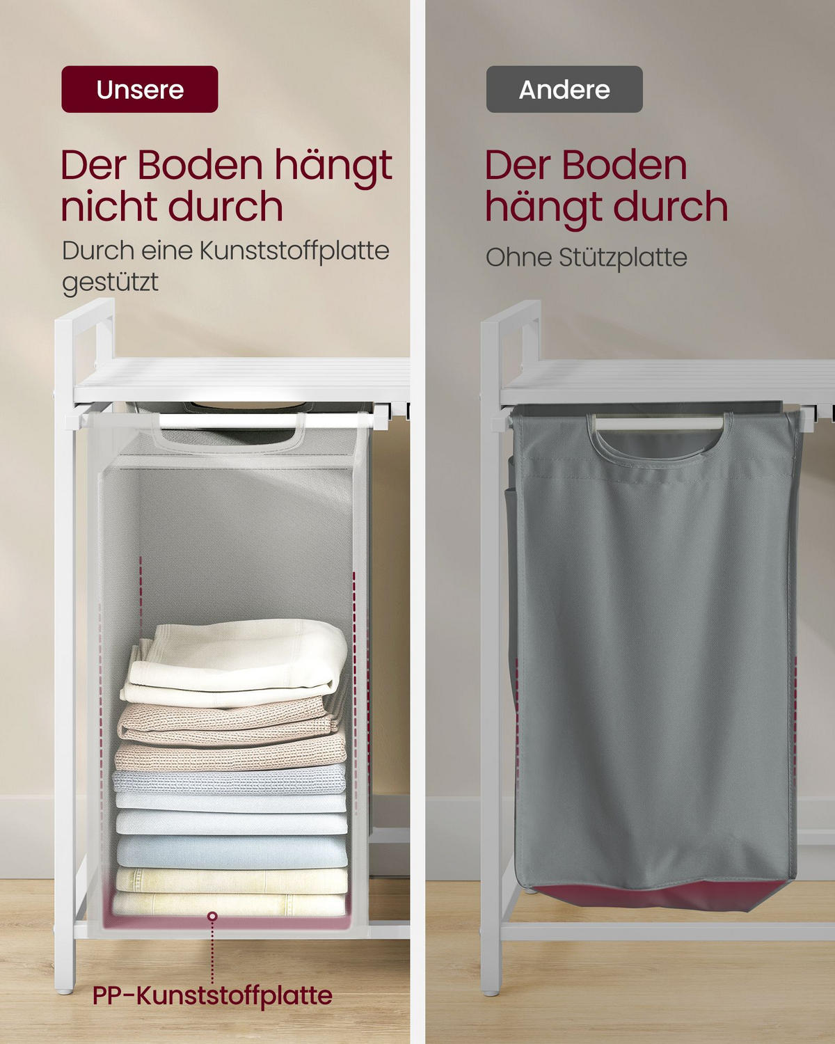 WÄSCHEKORB MANAMA - Hellgrau, Holzwerkstoff (33/72/73cm) - Hansiro