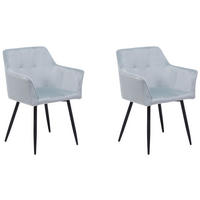 ESSZIMMERSTUHL 2er-Set Samtstoff Grau Jasmin - Grau, Textil/Metall (60/91/49cm) - Beliani