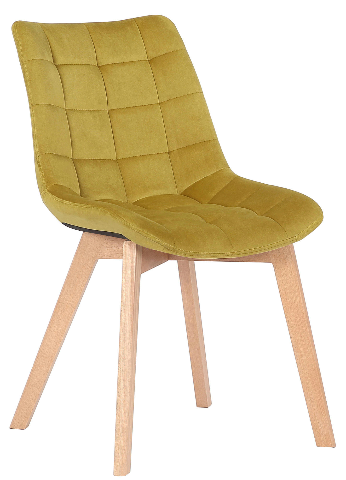 STUHL Samt Gelb - Eukalyptusholzfarben/Gelb, Holz/Textil (46/82/61cm) - CLP