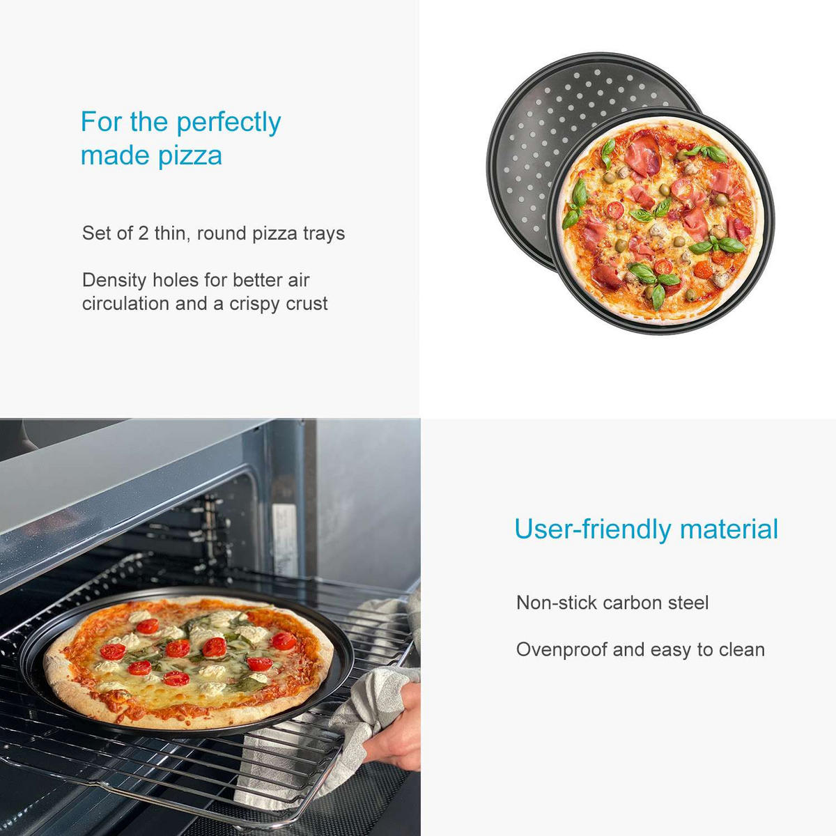 PIZZABLECH SET (2-tlg.) - Schwarz, Metall (32/1.5/32cm) - Intirilife