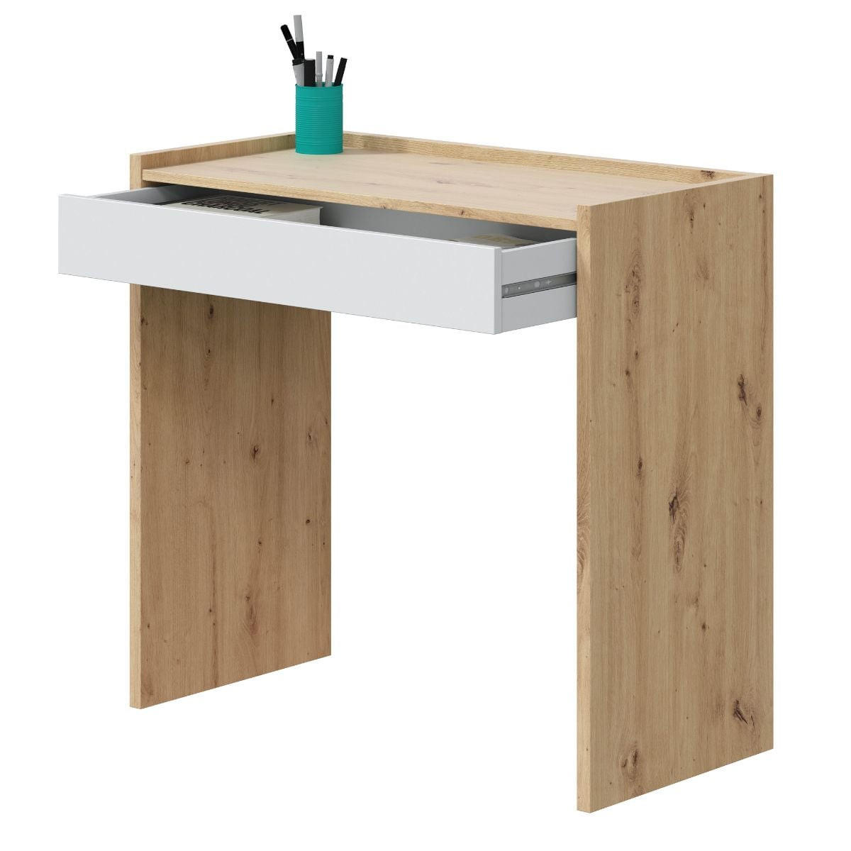 SCHREIBTISCH mit 1 Schublade Noa - L82 cm - Eschefarben, Holzwerkstoff (82/40/77cm) - Calicosy