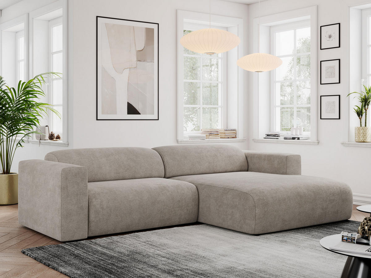 ECKSOFA PASADENA Beige Struktur - Rechts Seite - Beige/Schwarz, Kunststoff/Textil (180/288cm) - MKS