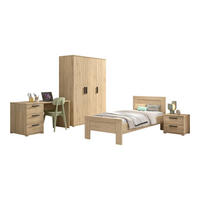 JUGENDZIMMER Set Keelia Eiche Melamin 4tlg Möbel - Eichefarben, Kunststoff (100/1/200cm) - 58aufmkessel
