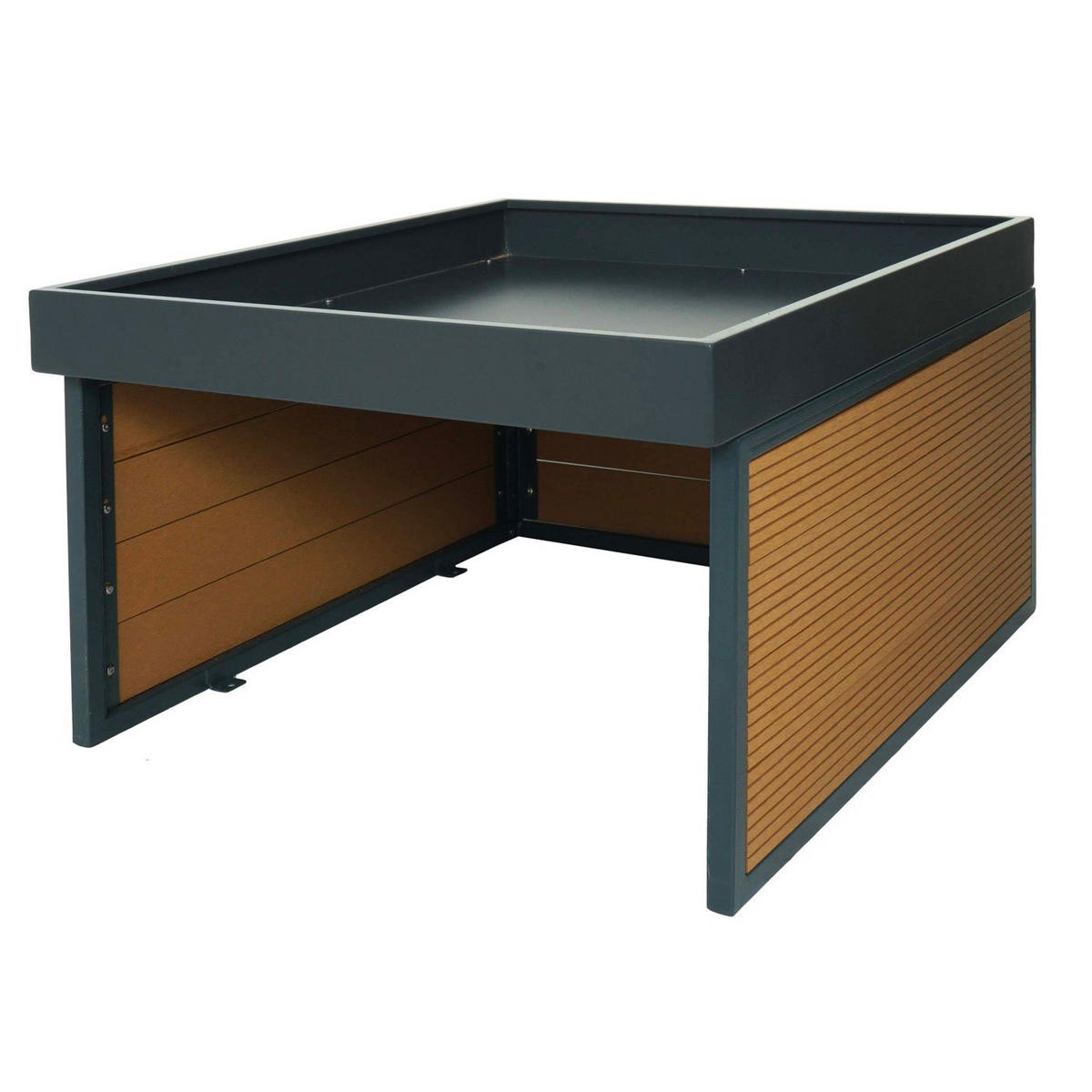 MÄHROBOTER-GARAGE mit Pflanzkasten 40x60x73cm WPC Metall Eiche-Optik - Eichefarben, Metall (60/40/73cm) - PROREGAL