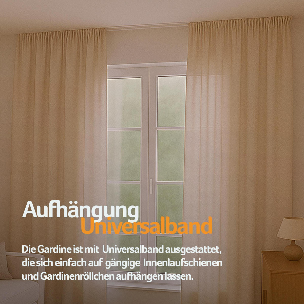 GARDINE Universalband "blickdicht" 2er Pack Beige 140x175 cm - Beige, Textil (140/175cm) - Bestlivings