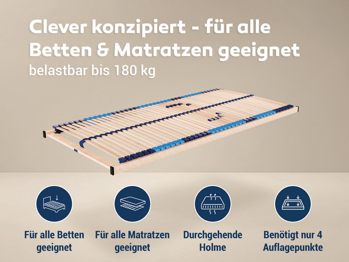 LATTENROST Superflex NV 7-Zonen zur Selbstmontage, Größe: 120x220 - Braun, Holz (120/220cm) - Betten-ABC