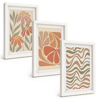 BILDER SET 3er Set - 20x30 cm Weißer Rahmen - Abstrakte Pastellblumen - Weiß, Kunststoff (20/30cm) - TULUP