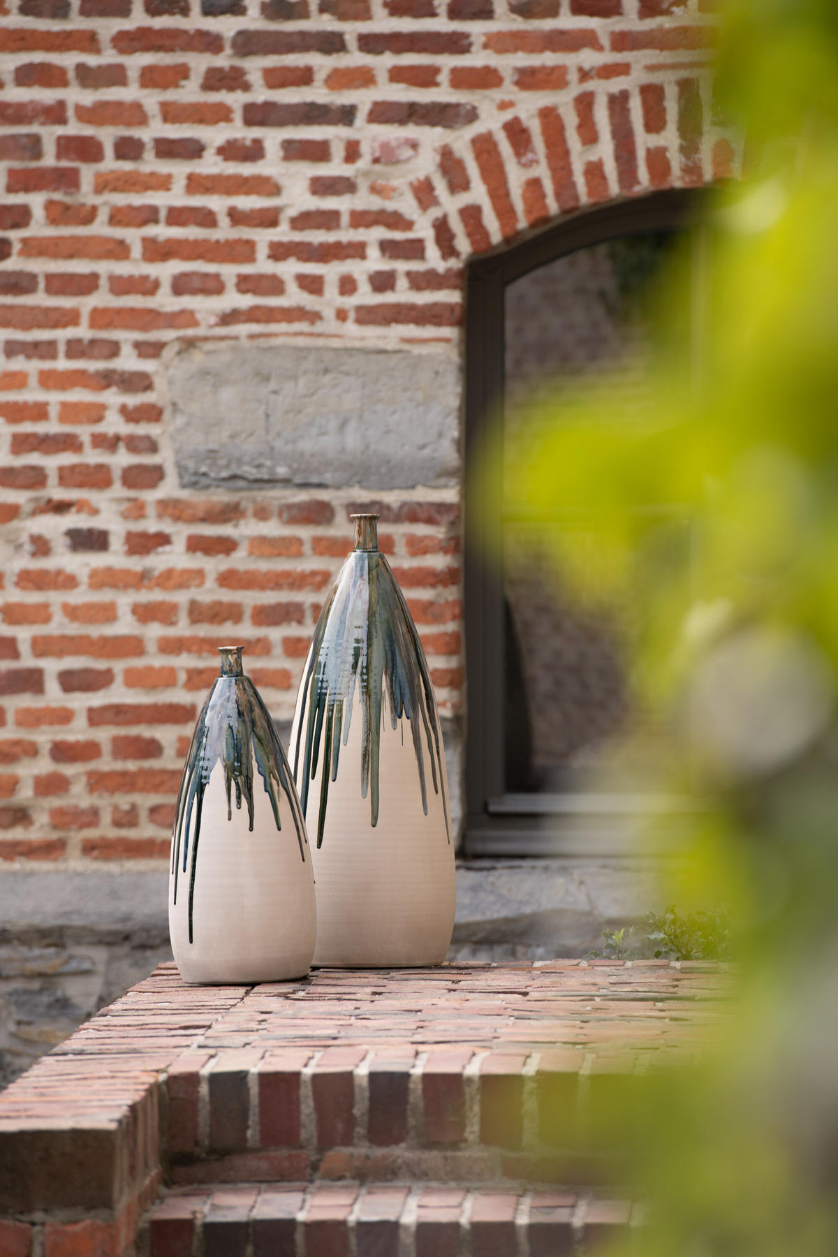 VASE CELADON - Keramik - Beige/Grün - S - Ø 22 cm - Multicolor, Keramik (51cm) - J-Line