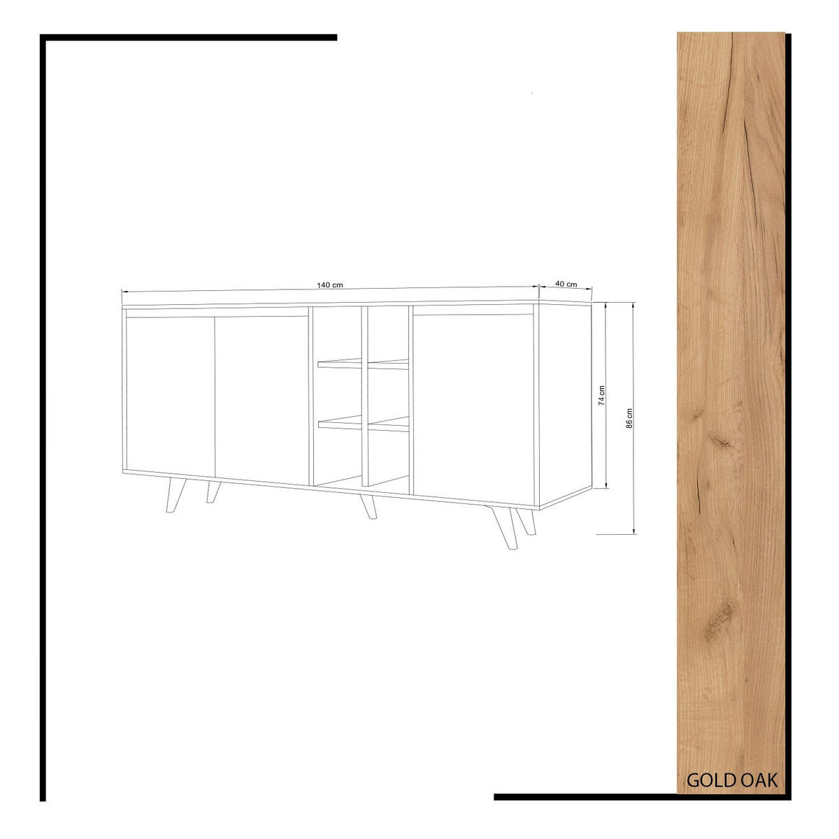 BUFFETSCHRANK prava Braun - Braun, Holz (40/86/140cm) - Habitat Garten