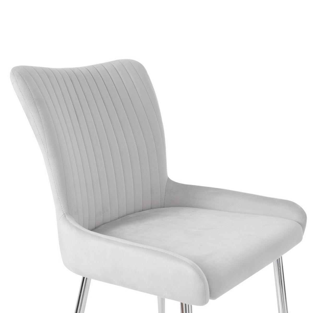 STUHL SET 2 Stück in Grau Samt mit Silberne Metallstützbeinen - Grau, Textil (58/85/47cm) - KOMHTOM