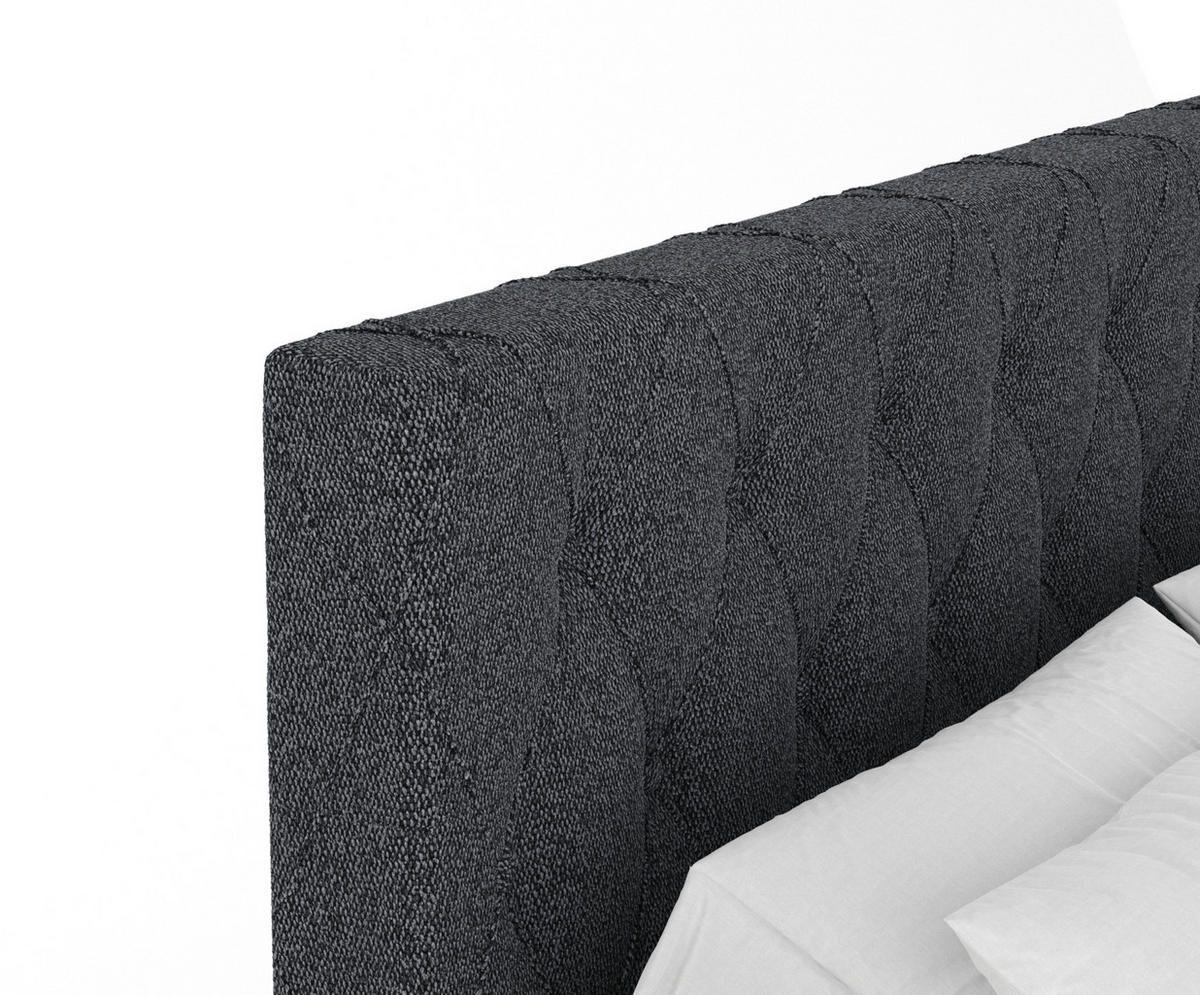 BOXSPRINGBETT Otus Schwarz 200/200 cm mit Latex-Topper - Silberfarben/Schwarz, Holz/Holzwerkstoff (200/200cm) - Maison de Reve