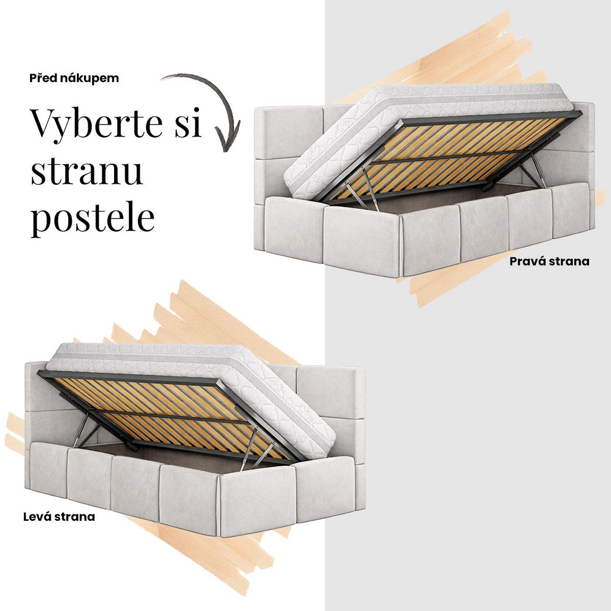 POLSTERBETT TILVO 90/200 - Grau Cord - Ohne Matratze - Rechts - Grau, Textil (200/90cm) - MKS