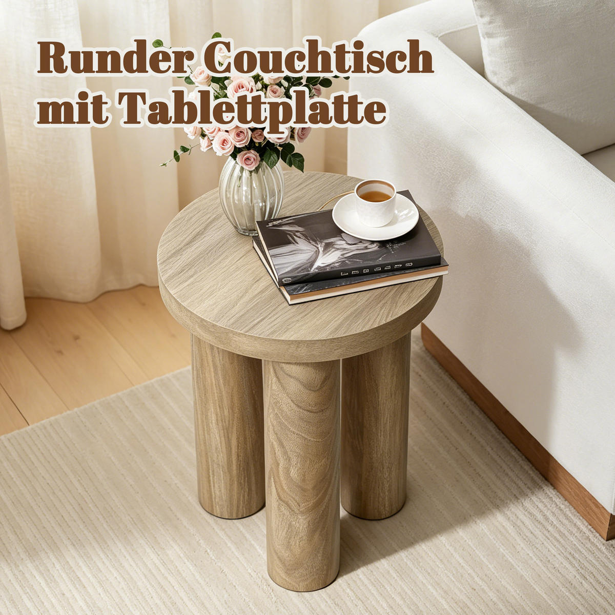 BEISTELLTISCH Holz Rund, Ø42 × H50 cm - Braun, Holzwerkstoff (42/42/50cm) - Hometopia