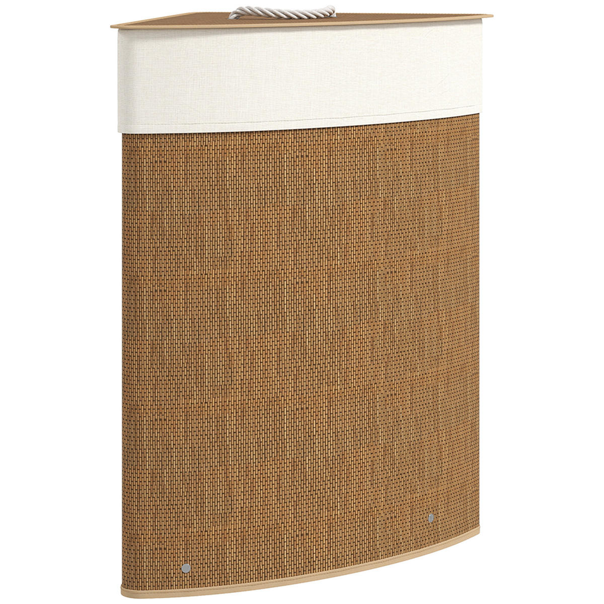 BAMBUS Wäschekorb mit Deckel 55 L Eck Wäschesammler mit herausnehmbar Wäschesack - Braun, Naturmaterialen (35/60/35cm) - HOMCOM