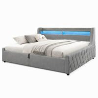 BETT mit Bettkasten 140x200 cm Grau - Grau, Metall (140/200cm) - Meubliv