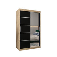 SCHWEBETÜRENSCHRANK 200/120/62 2-türig - Silberfarben/Schwarz, Holz/Kunststoff (120/200/62cm) - MÖBEL KRYSPOL