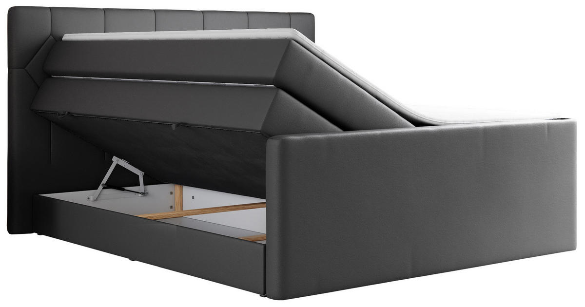 BOXSPRINGBETT KING EIGAR 180/200 Dunkelgrau Kunstleder - H4 - Dunkelgrau, Holz/Textil (180/200cm) - MKS