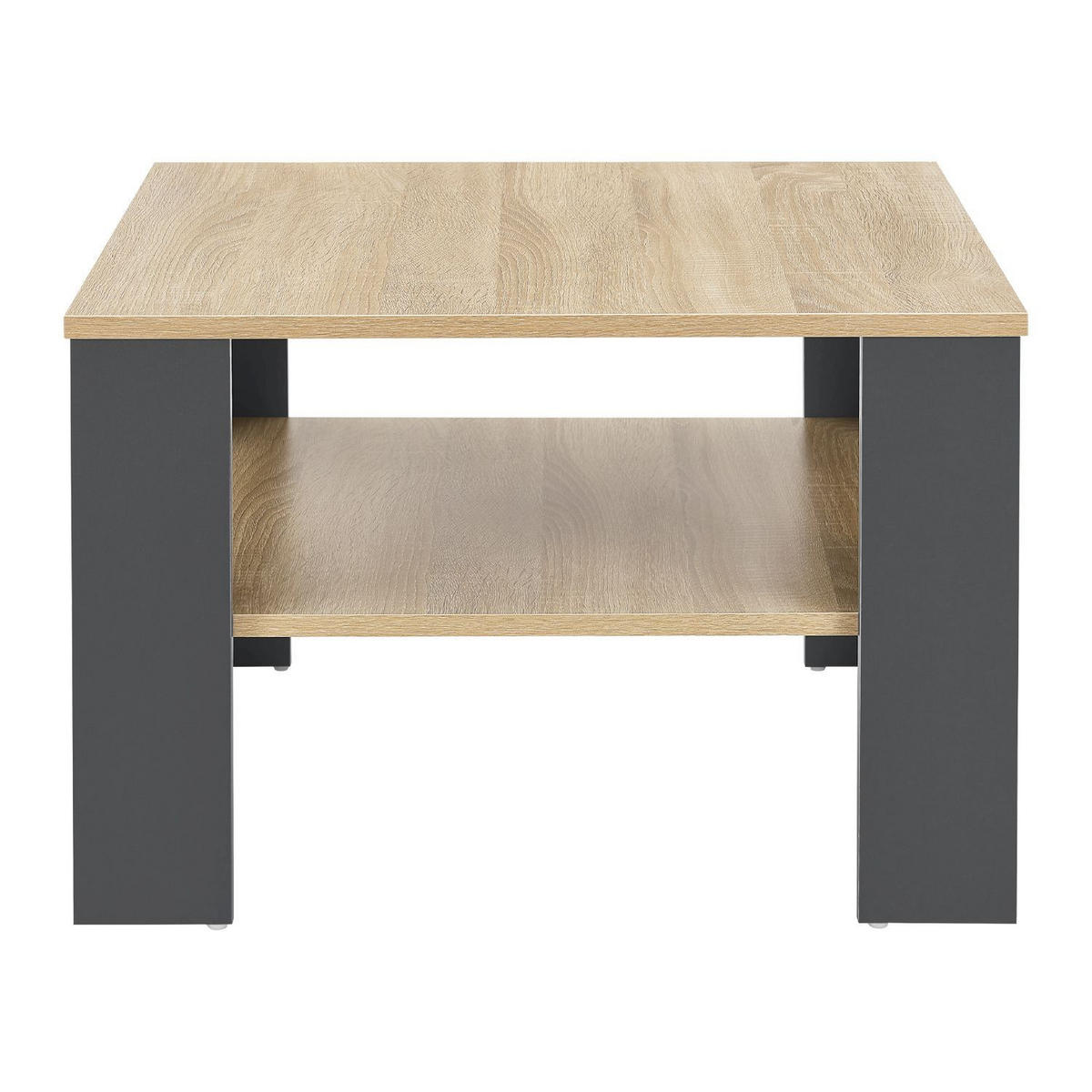 COUCHTISCH mit Ablage 60 x 60 x 40 cm Dunkelgrau / Holzoptik - Braun, Holz (60/60/40cm) - Juskys