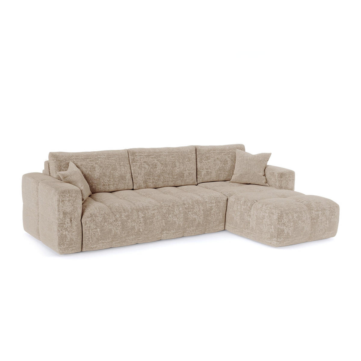 ECKSOFA rechtwinklig VIBE Geprägter Samt Beige 286cm - Beige, Textil (286/165cm) - Premium Interiors