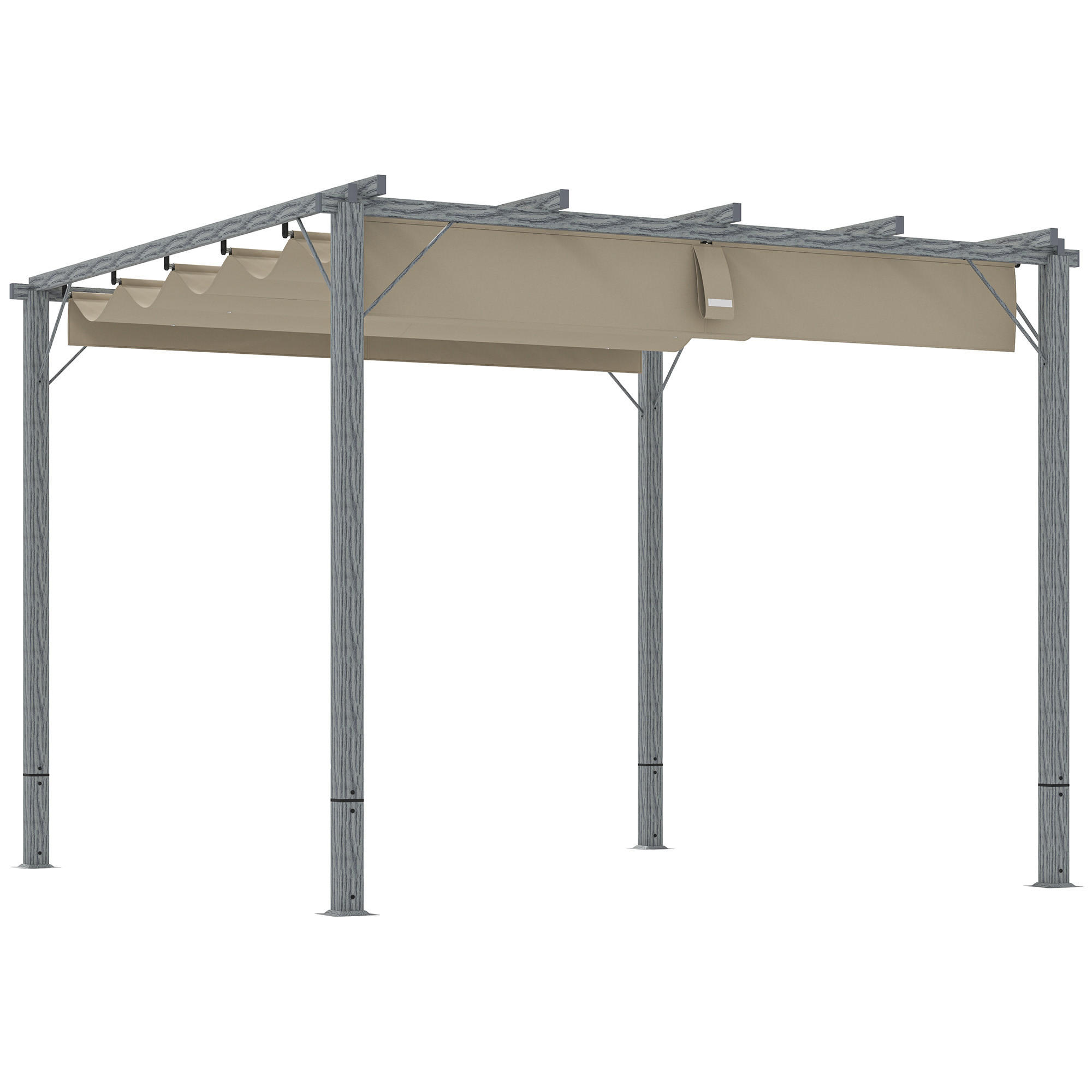 PERGOLA ca. 3x3m, Grau - Grau, Metall (296/232/299cm) - Outsunny