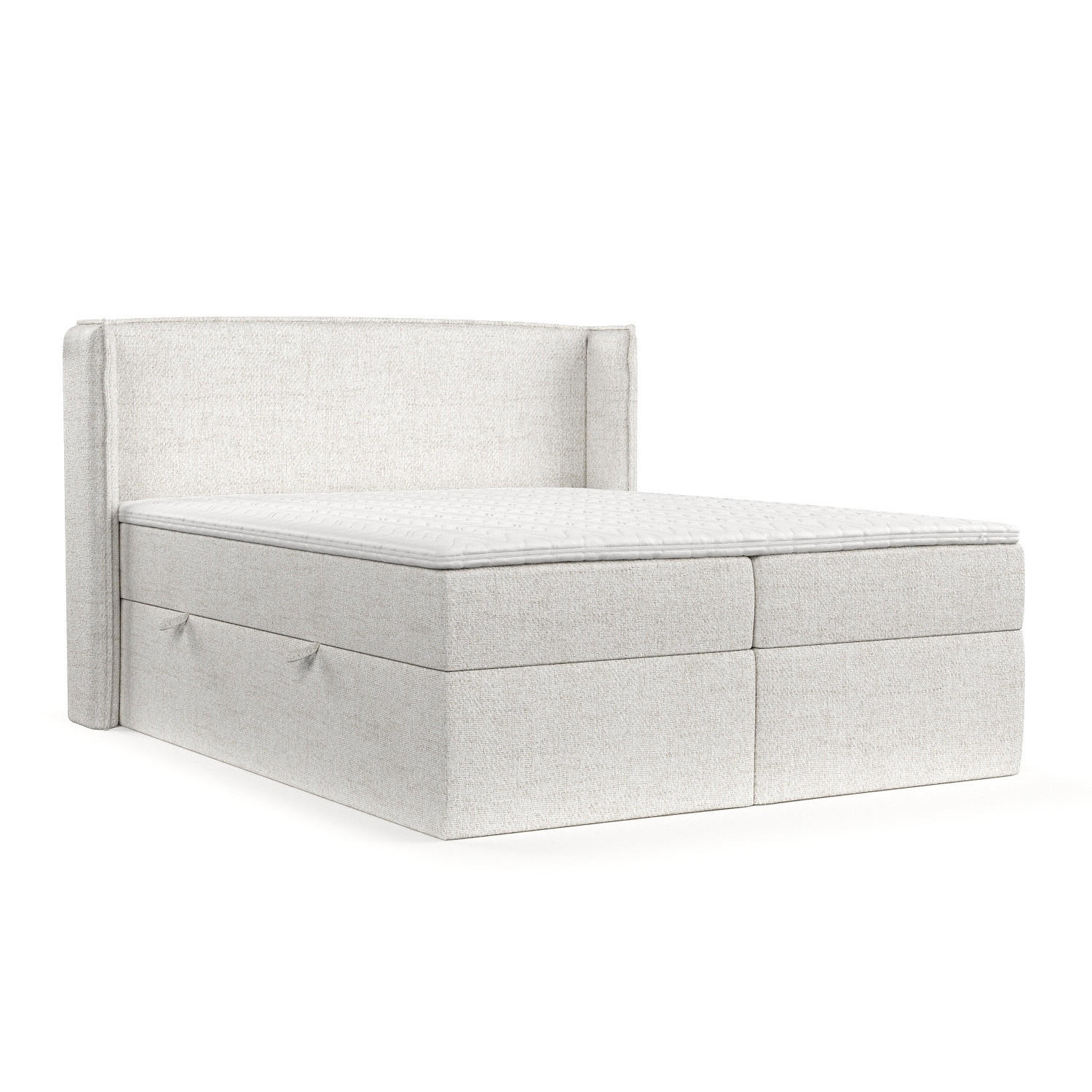 BOXBETT Viva 200/200 cm Creme im Neve Stoff - Creme/Schwarz, Holz/Holzwerkstoff (200/200cm) - AltaBeds