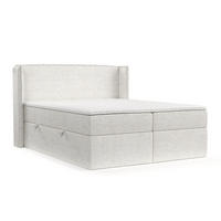 BOXBETT Viva 200/200 cm Creme im Neve Stoff - Creme/Schwarz, Holz/Holzwerkstoff (200/200cm) - AltaBeds