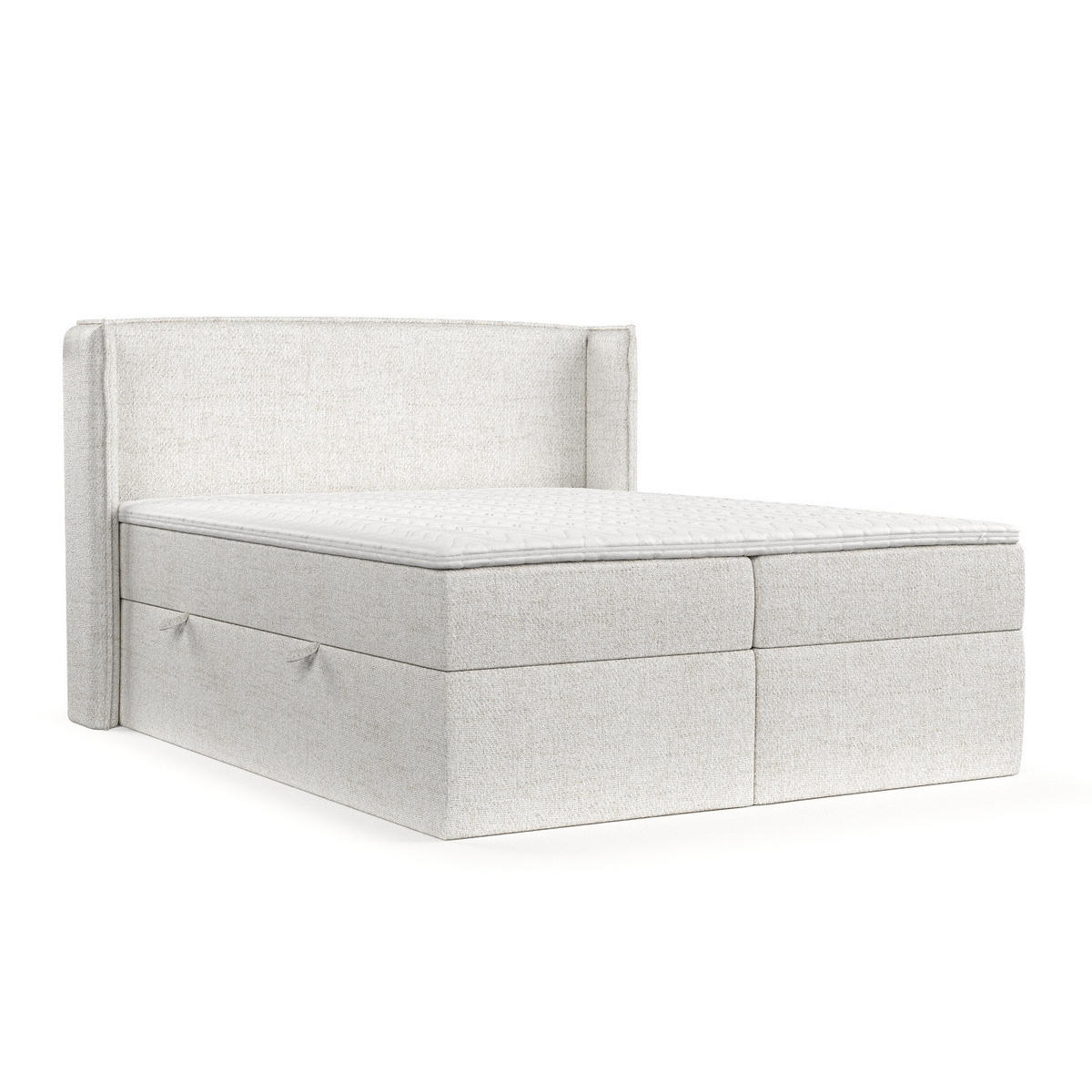 BOXBETT Viva 200/200 cm Creme im Neve Stoff - Creme/Schwarz, Holz/Holzwerkstoff (200/200cm) - AltaBeds