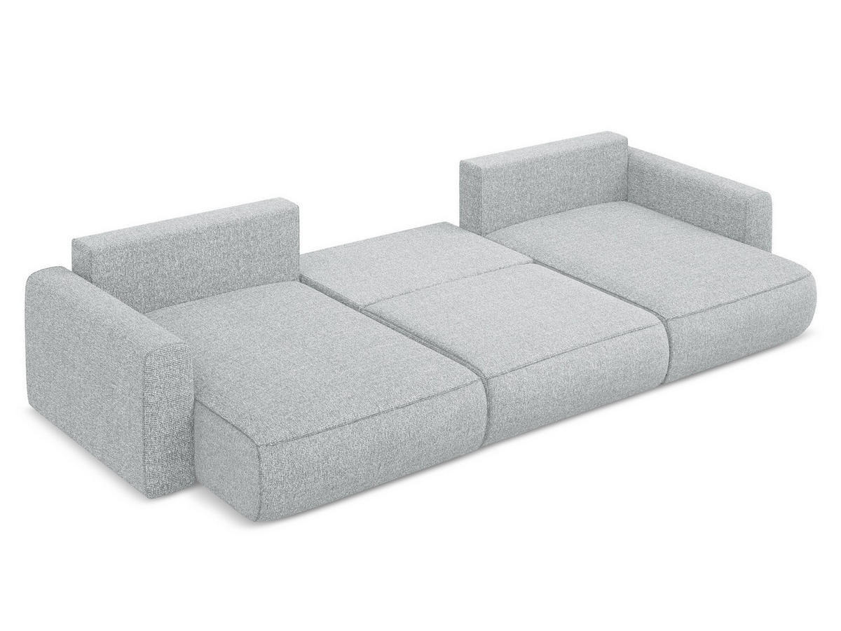 WOHNLANDSCHAFT Strukturstoff Stoff Grau - Silberfarben/Schwarz, Kunststoff/Textil (340/82/149cm) - Makamii